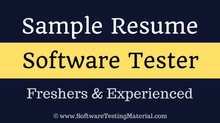 Software Testers Resume | Freshers and Experienced