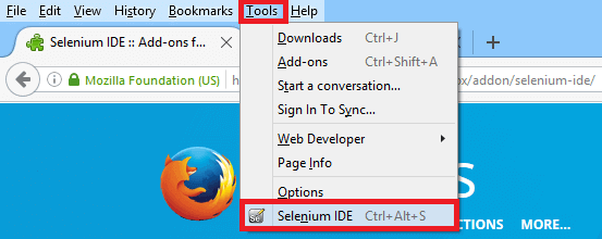 Install Selenium IDE - Path - Go To Menu Tools Selenium IDE