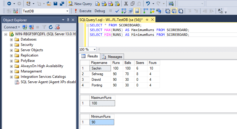 SQL Aggregate Functions Max Min