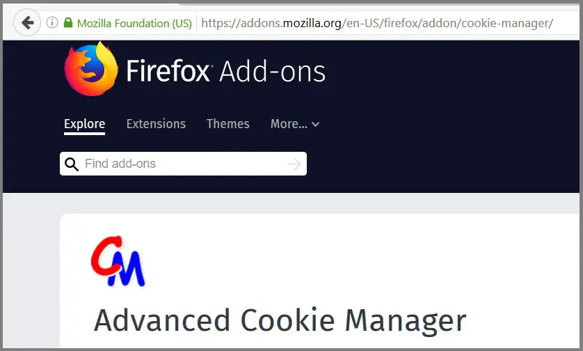 Mozilla Plugin Advanced Cookie Manager Plugin