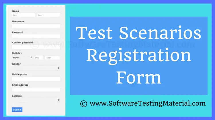 Test Scenarios Registration Form