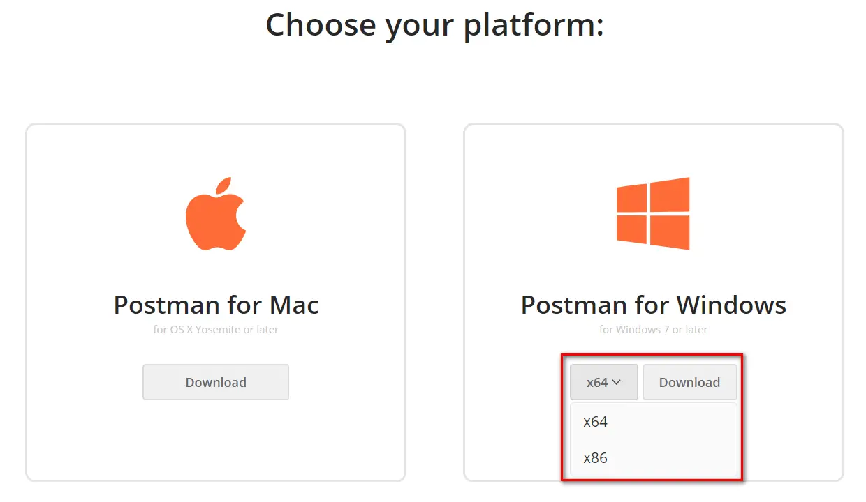 Install Postman Choose Windows Version