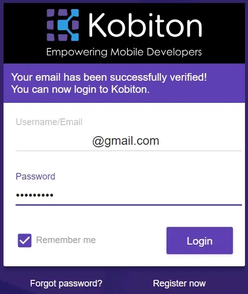 Kobiton Login Page