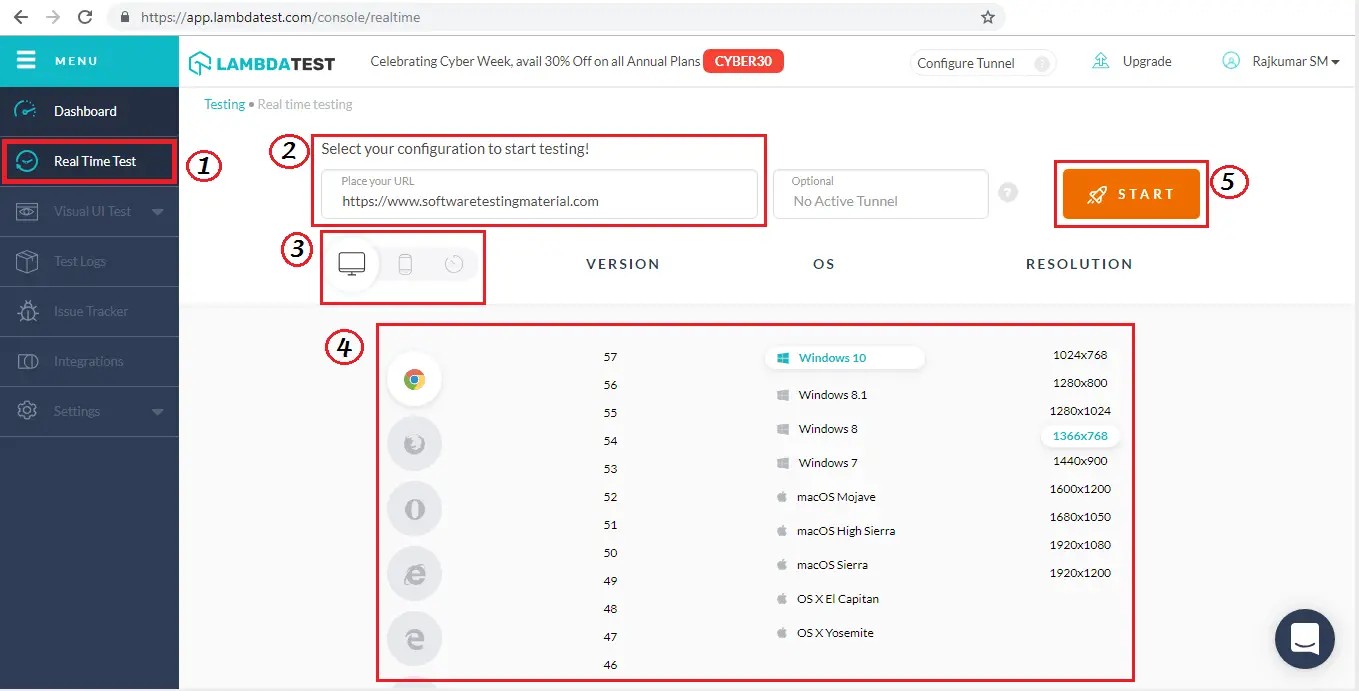 LambdaTest Realtime Testing