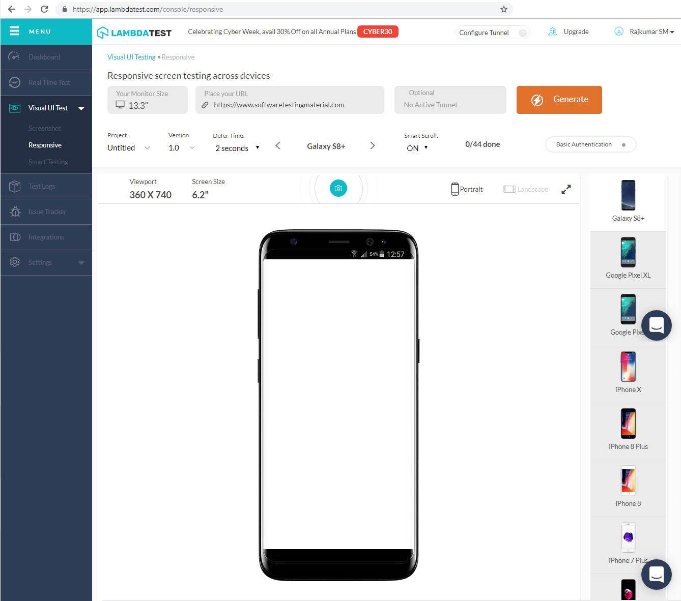 LambdaTest Responsive Testing