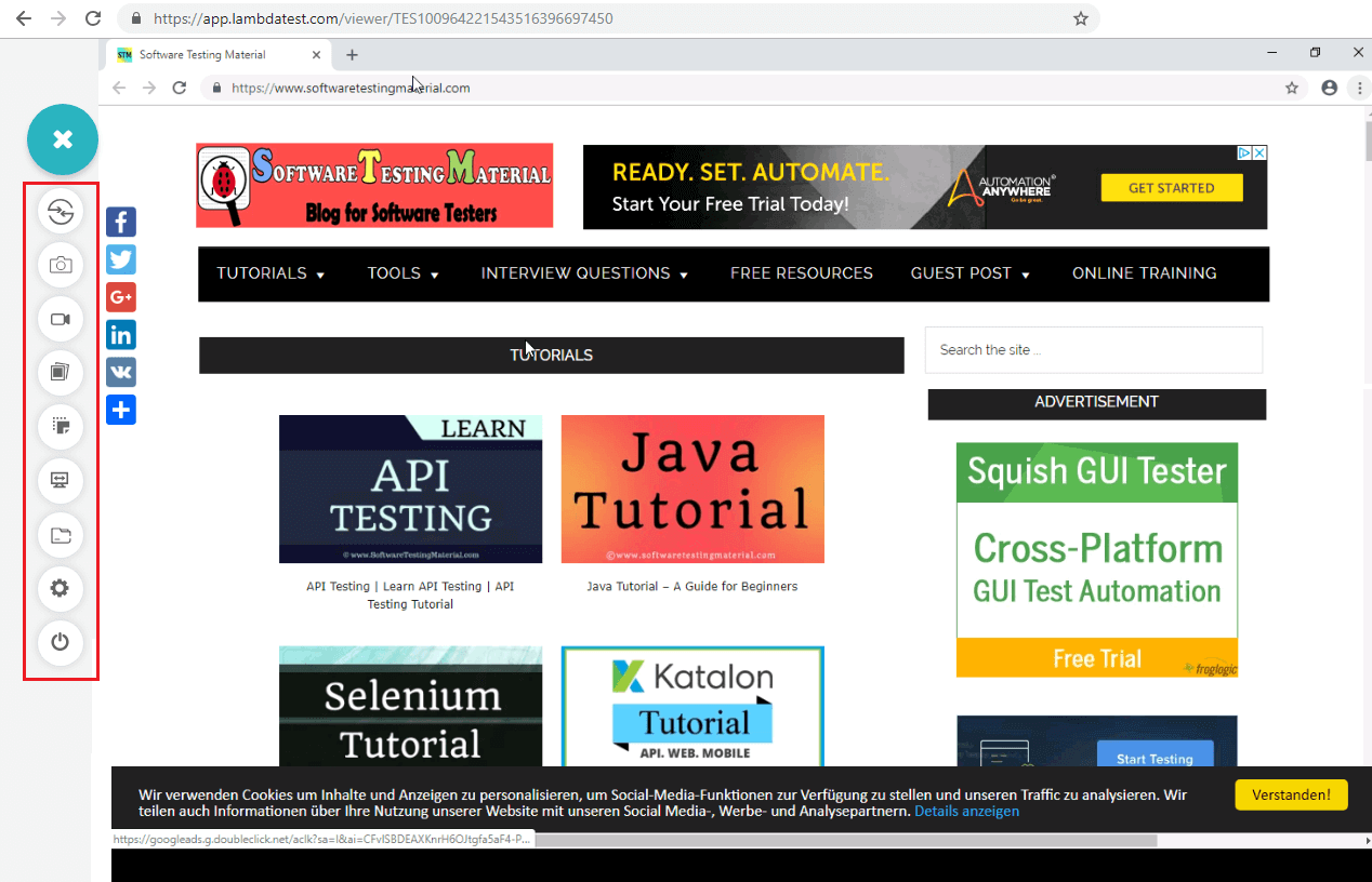 LambdaTest Screen Capture