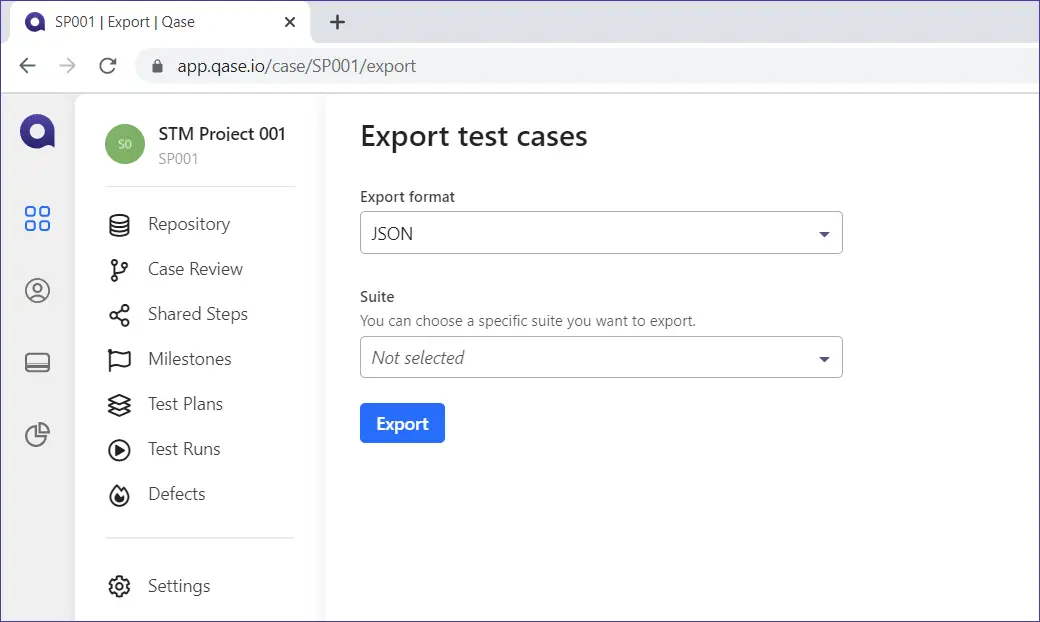 Qase Export Test Cases