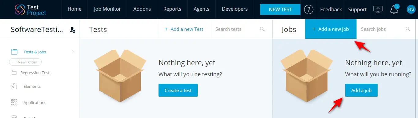 TestProject Add New Job