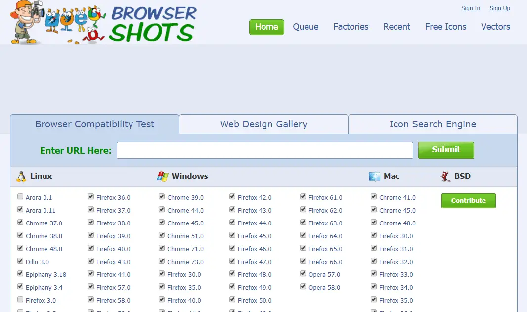 Browsershots Cross Browser Testing Tool