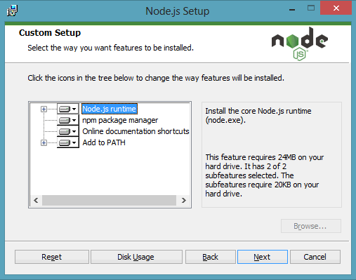 Download NodeJs Settings