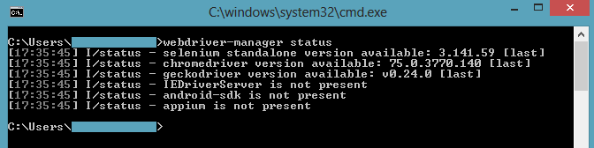 WebDriver Manager Status