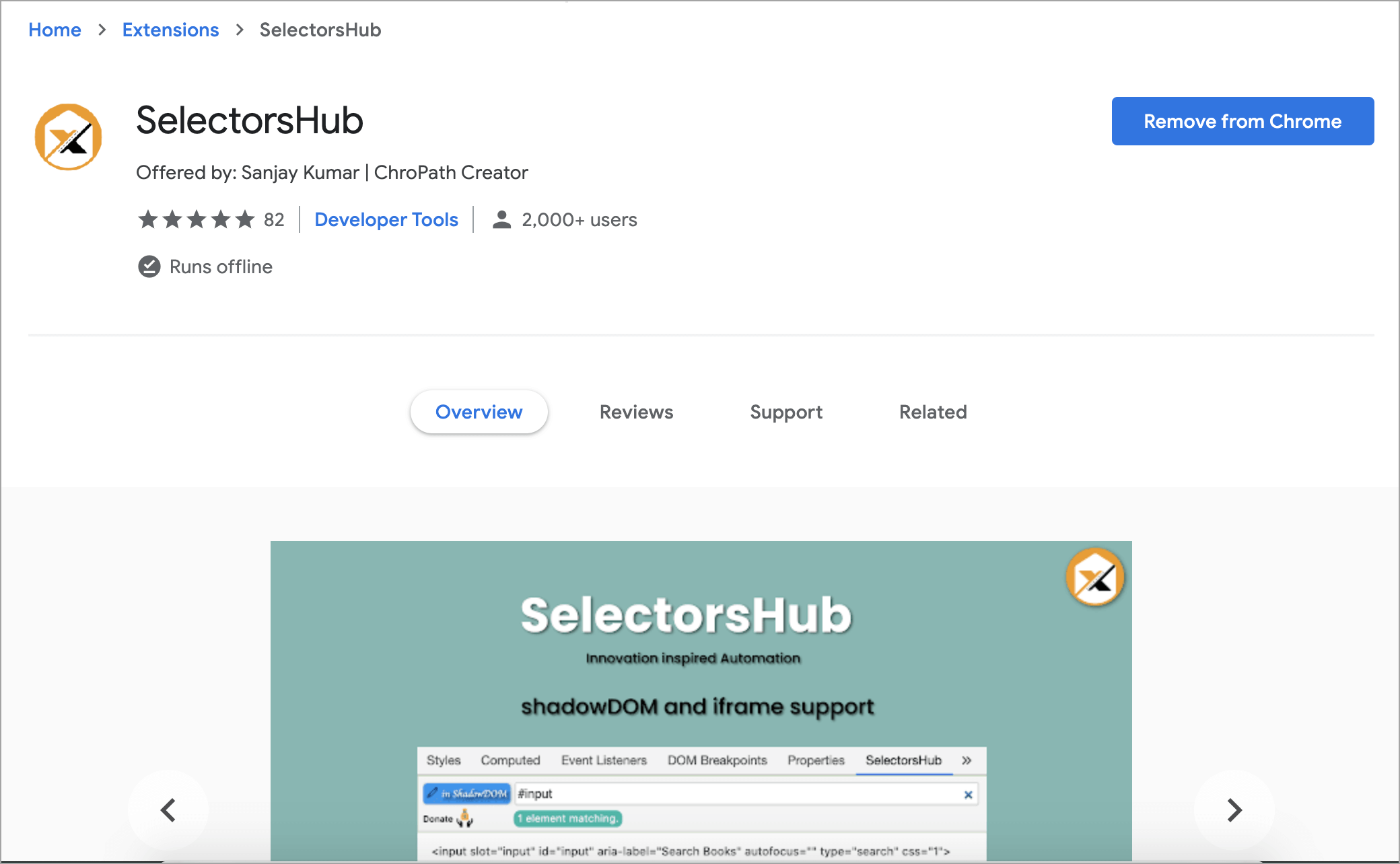 SelectorsHub Chrome Extension For XPath