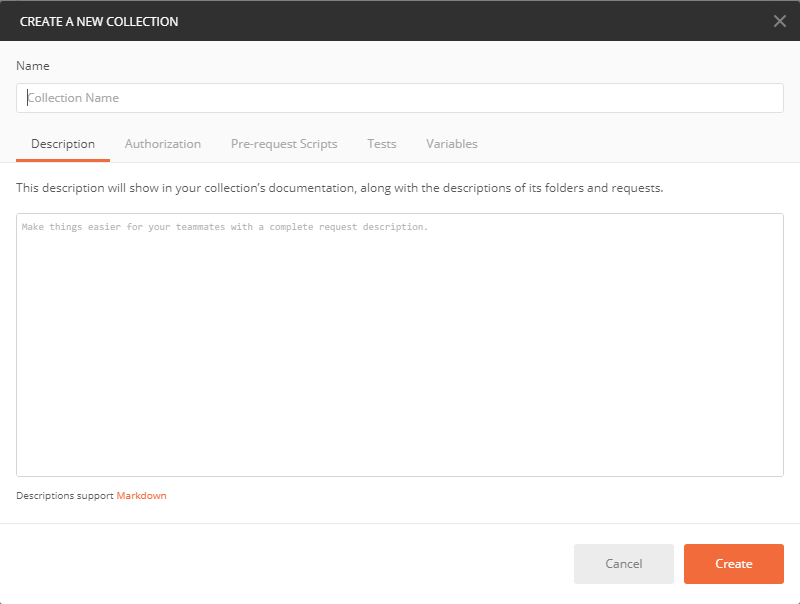 Postman Create New Collection