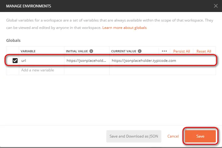 Postman Global Variables