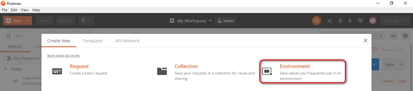 Postman New Environment
