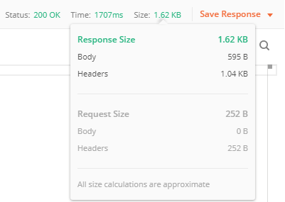 Postman Response Size