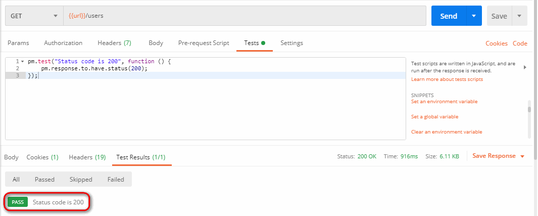 Postman Tests Result