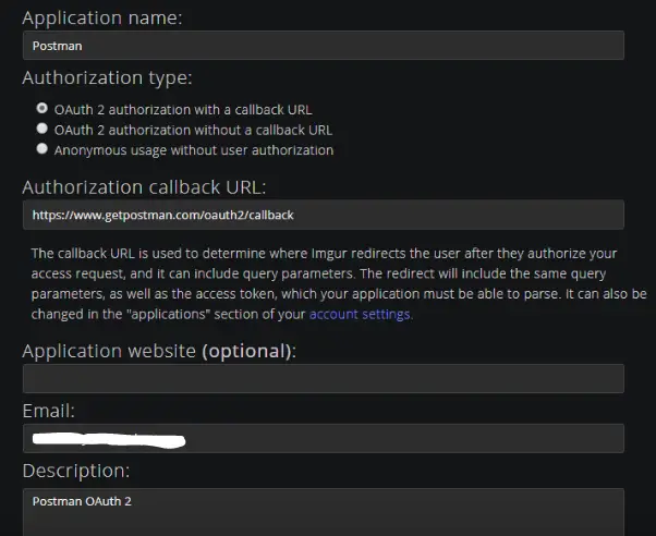 Postman Imgur Authentication