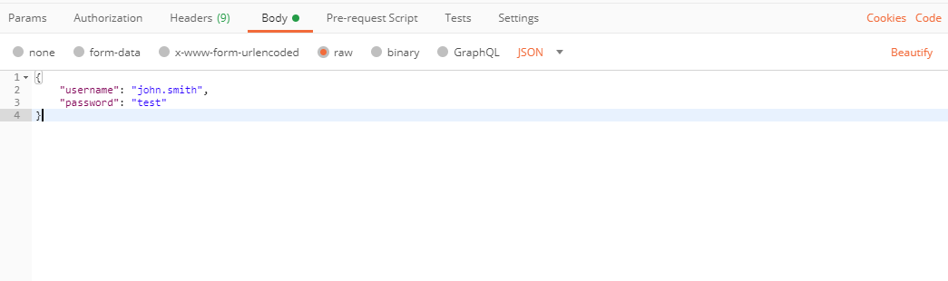 Postman JWT Token Body