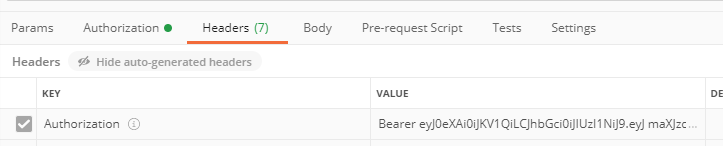 Postman JWT Token Headers