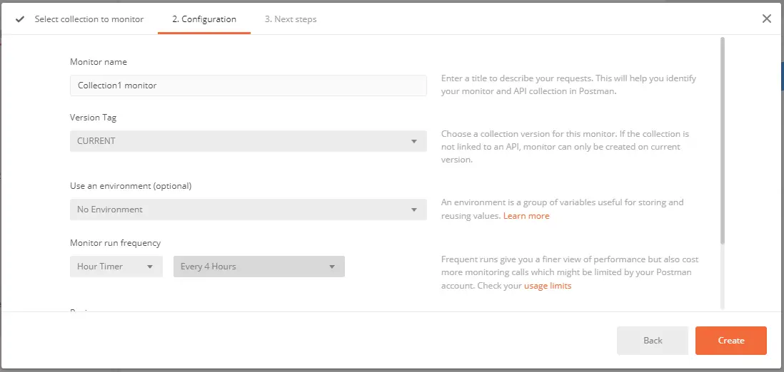 Postman Select Collections To Monitor Configuration