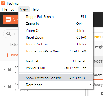 Postman Show Postman Console