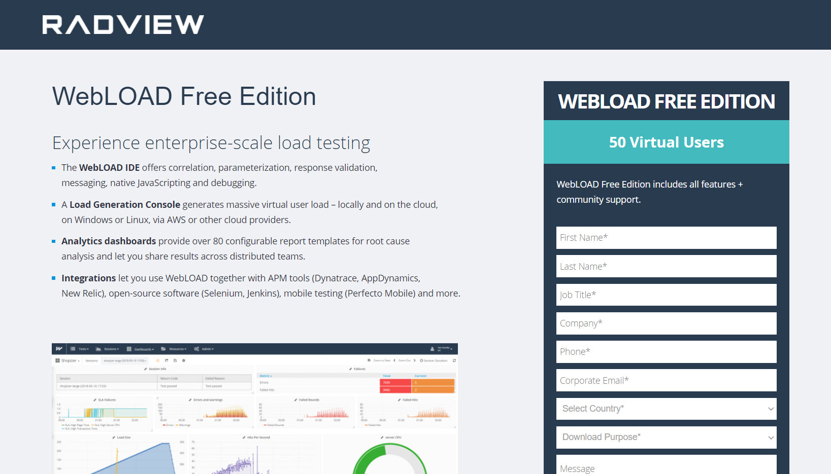 WebLOAD Load Testing Tool Free Edition
