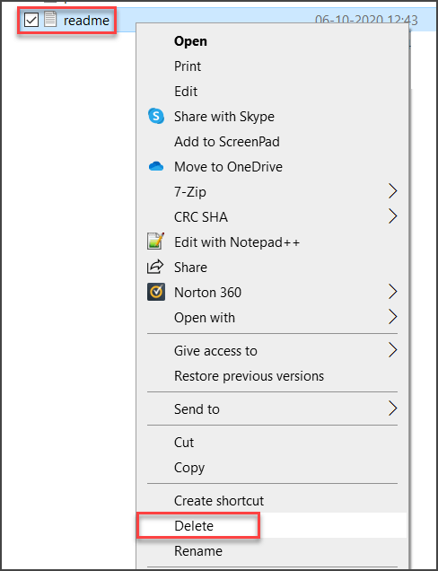 Delete Readme Text File