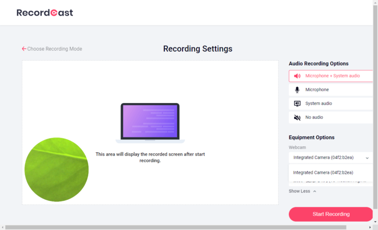 RecordCast | Free Computer Screen Recorder Online