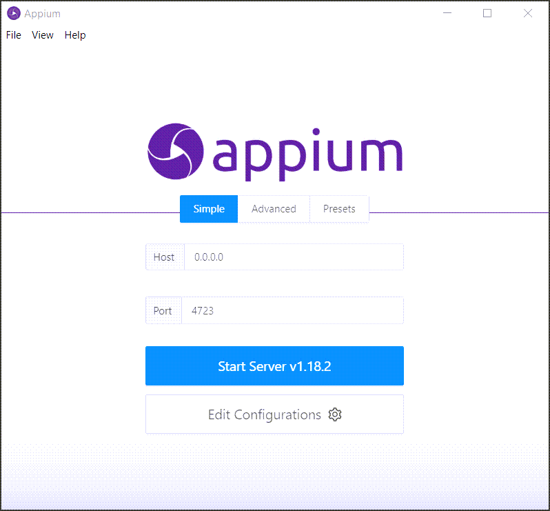 Start Appium Desktop Client