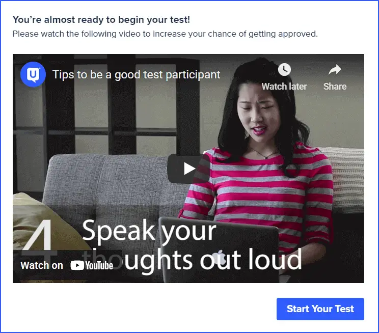 UserTesting Start Your Test