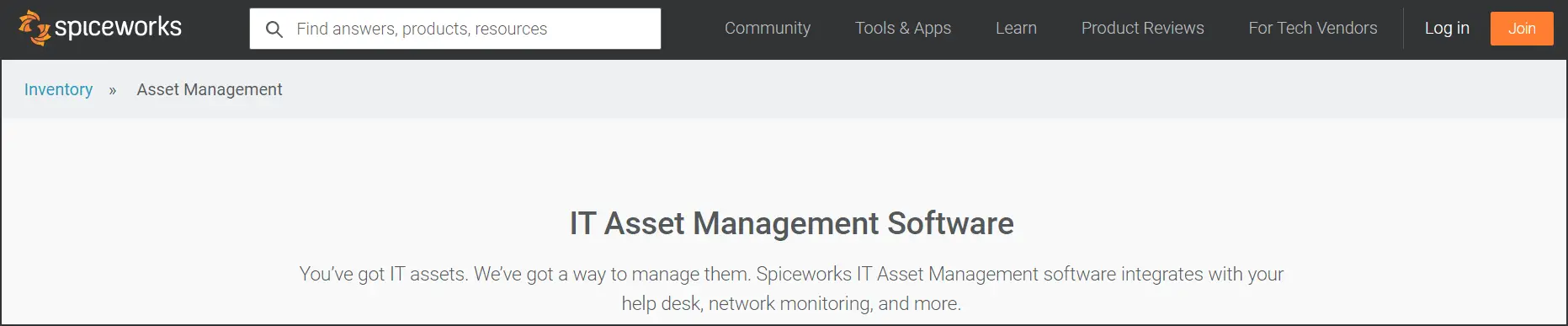 Spiceworks IT Asset Management Software