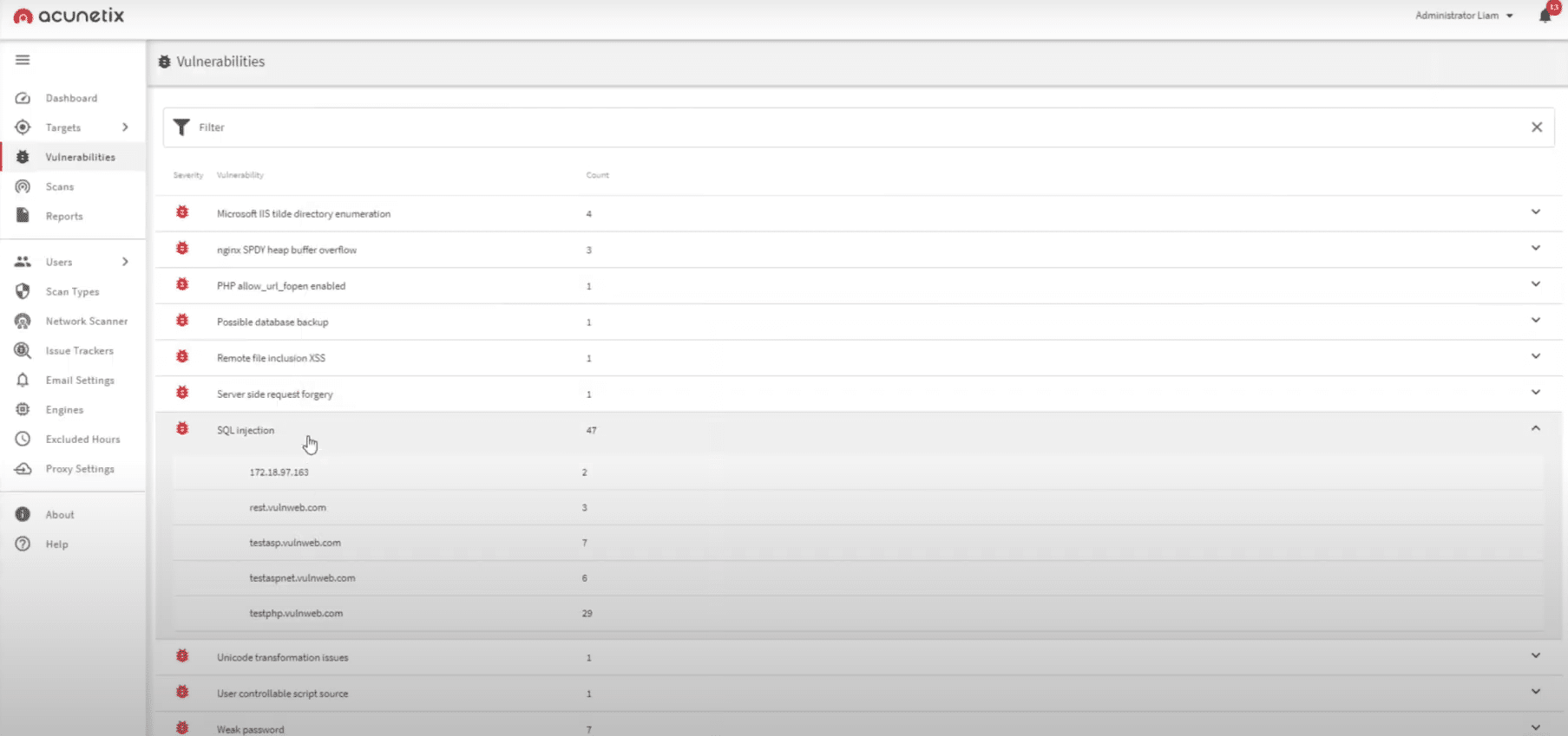 Acunetix Vulnerabilities