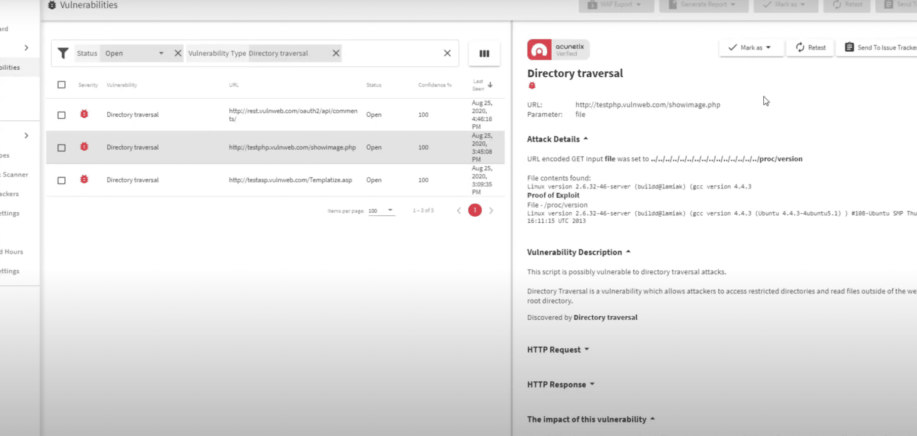 Acunetix Vulnerabilities