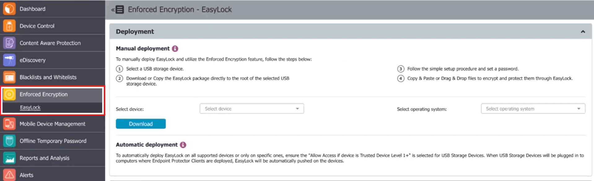 Endpoint Protector Enforced Encryption