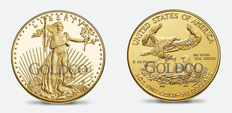 Gold American Eagle Type 1 & 2