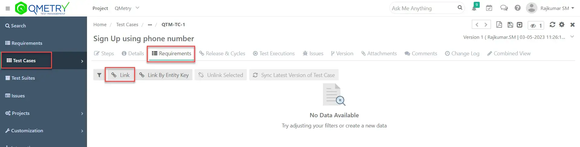 QMetry Link TestCases With Requirements
