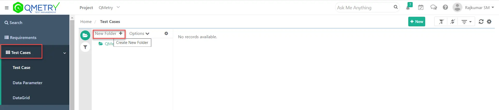 QMetry TestCases NewFolder