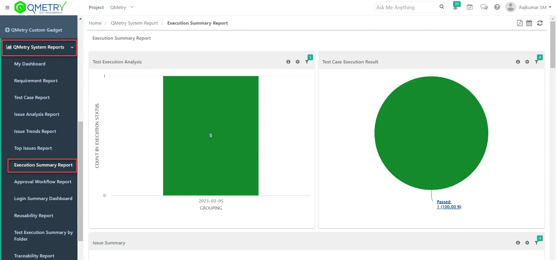 QMetry TestExecution Summary Report