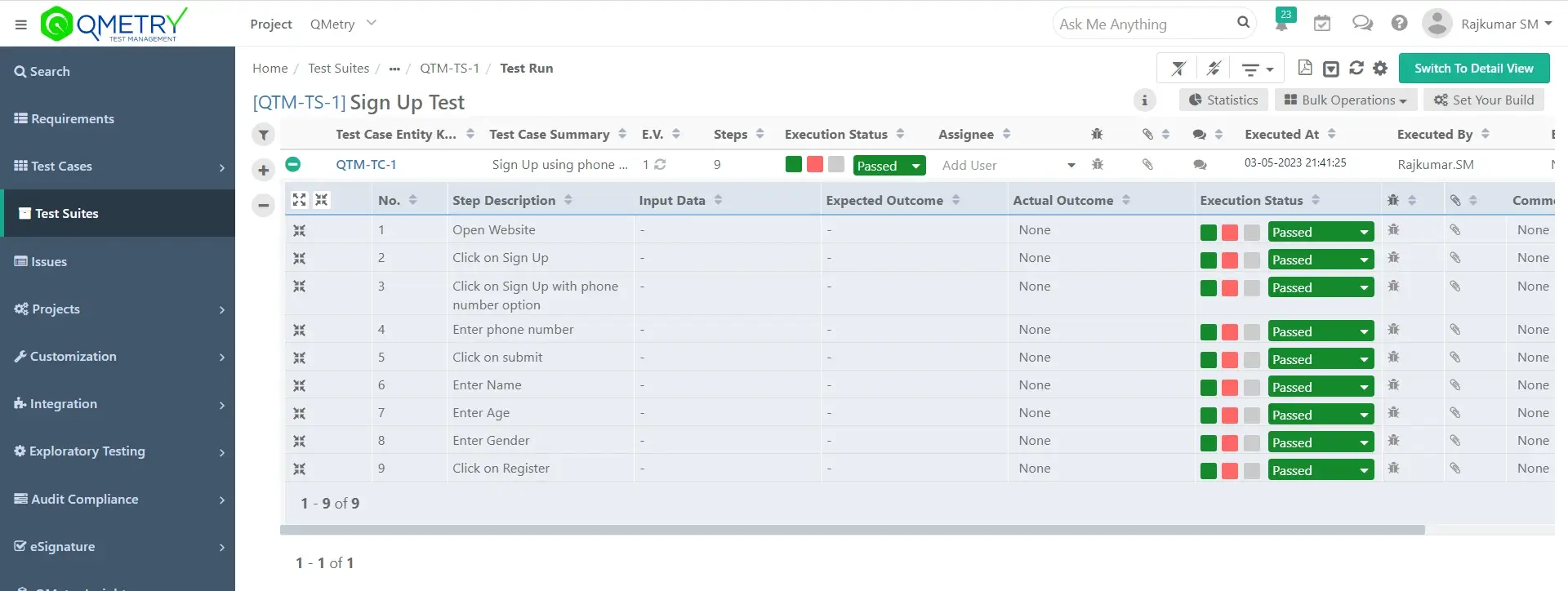 QMetry TestSuite Execution Passed