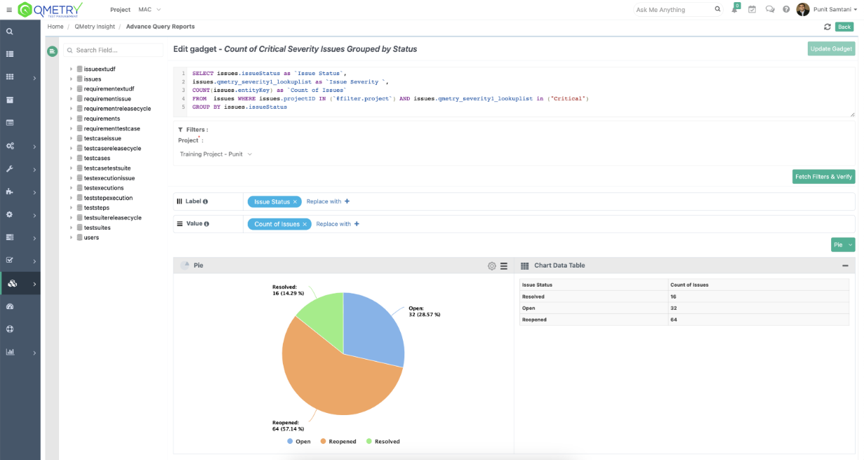 Custom Advanced Query Report Screen