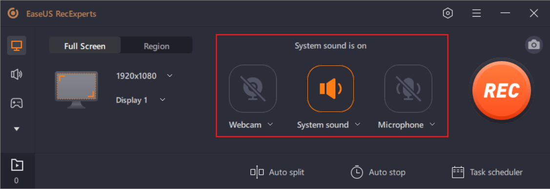 EaseUS Recording Settings