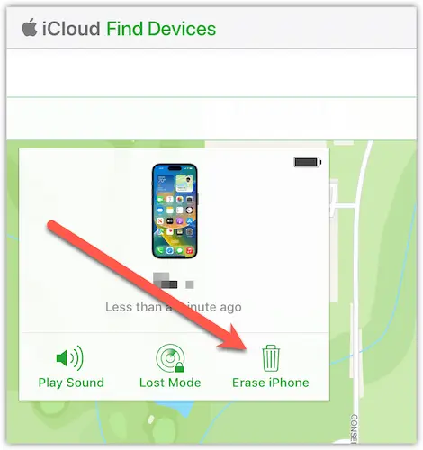 iCloud Find Devices Erase iPhone