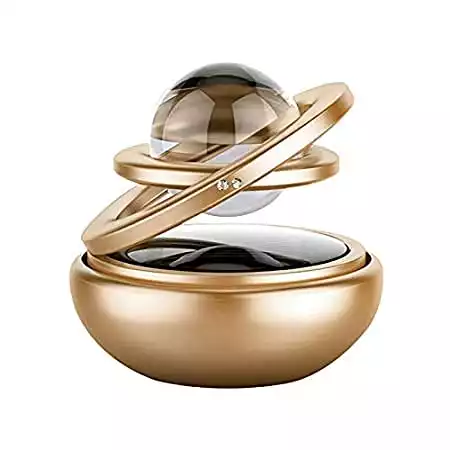 AutoBizarre Metal Body Solar Powered Rotating Golden Solar Crystal Car Air Freshener