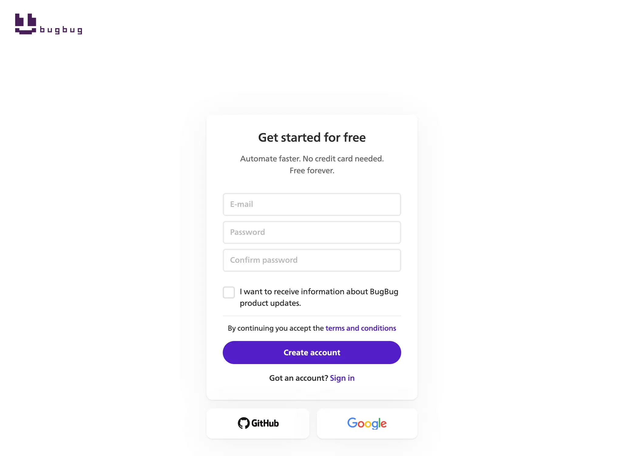Signup To Create a free account