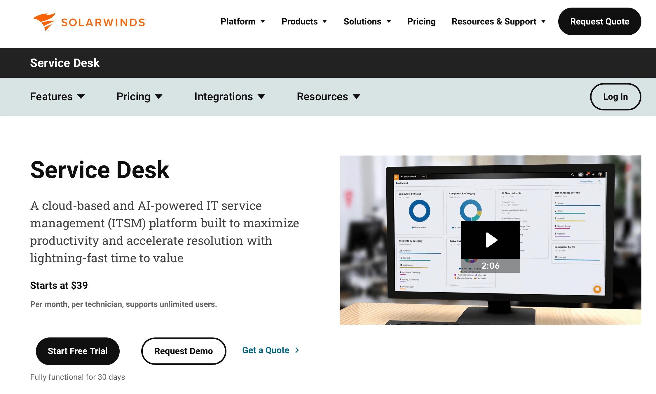 SolarWinds Service Desk