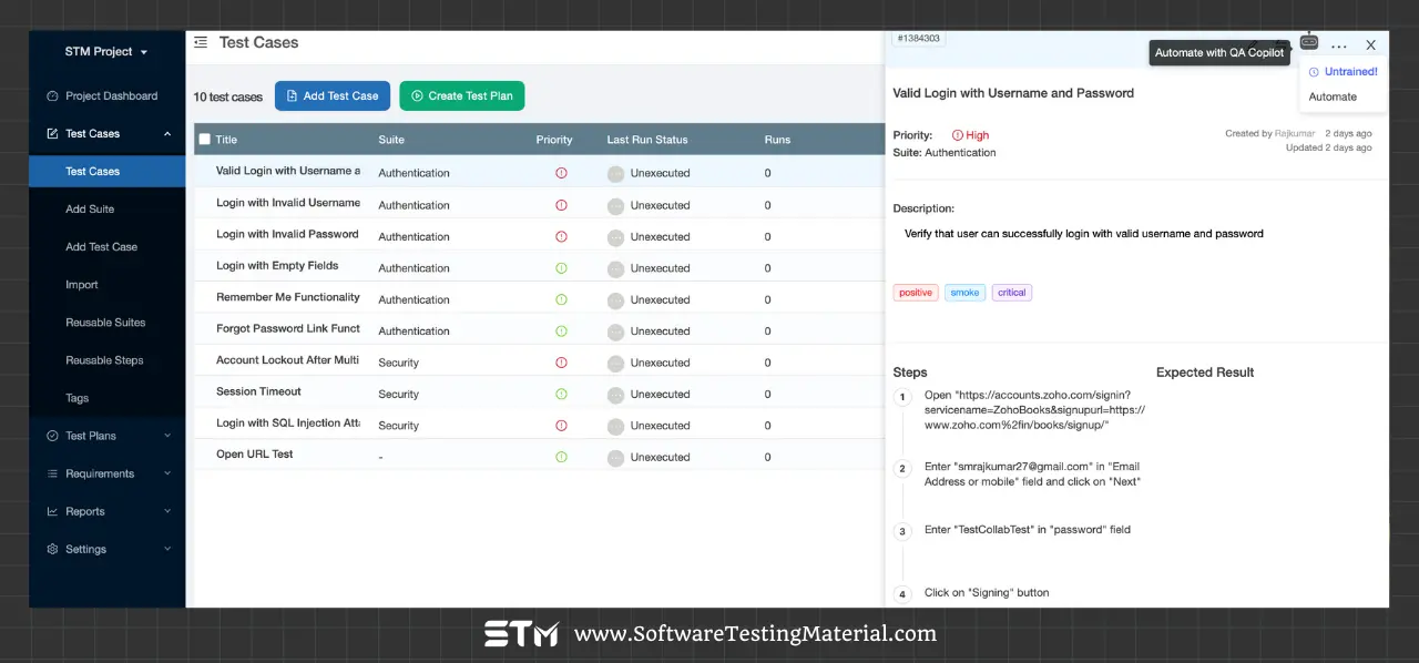 TestCollab QA Copilot Test Cases Automate